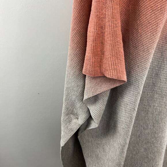 Pure Jill J.Jill Orange Gray Ombre Round Neck 100% Cotton Knit Poncho Size OS - Picture 4 of 6